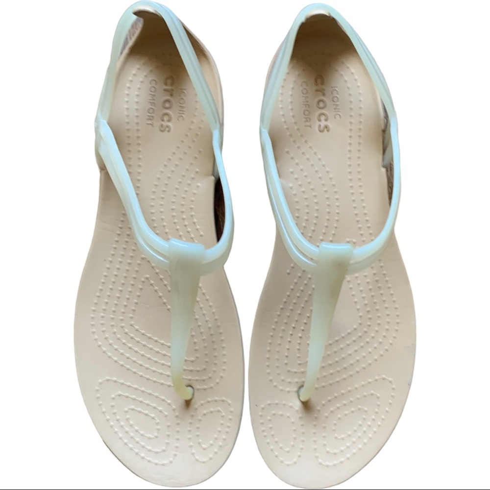 CROCS Iconic Comfort Off-White Thong Sandal Size 6